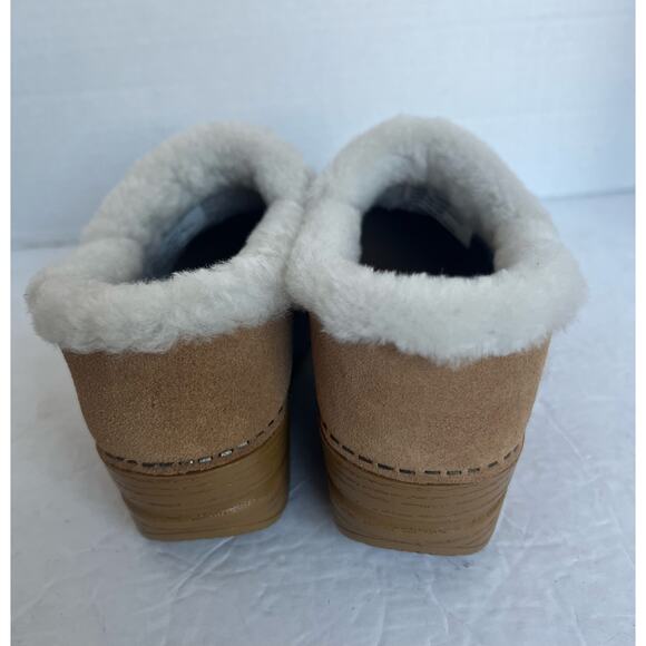 NWT Dansko Professional Tan Suede Cream Shearling Clog Comfort Slip On Shoes 7 - Picture 7 of 12